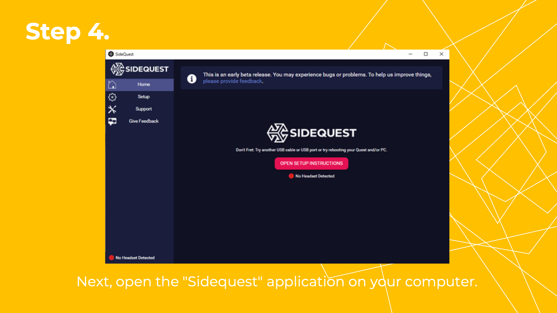 Next, open the "Sidequest" application on your computer.