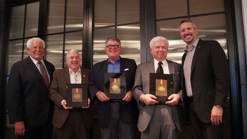 Chuck, Allen, John with awards, Dr. Hold and Will